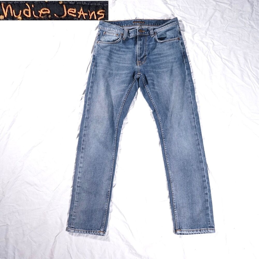 Nudie Jeans Lean Dean Gentle Worn Blue Jeans Mens 30x30